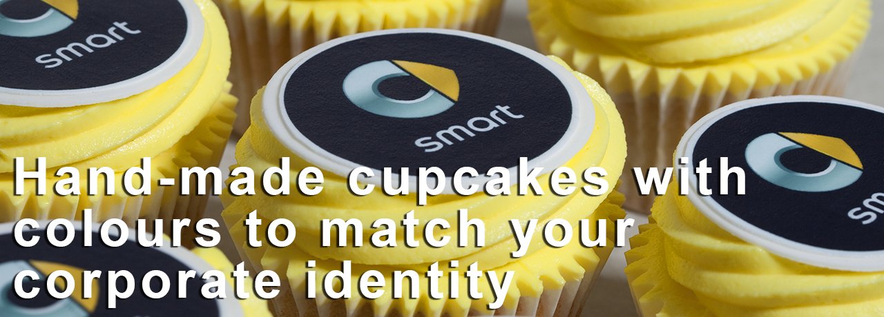 Hand-made cupcakes with colours to match your corporate identity